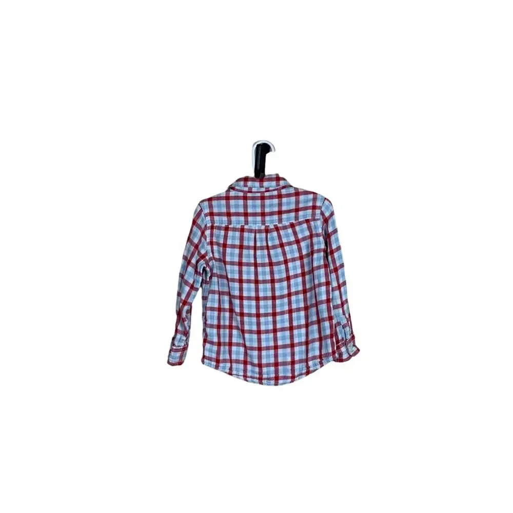 Baby Gap Brushed Cotton Plaid Long Sleeve Button Up Shirt Red Blue White 4